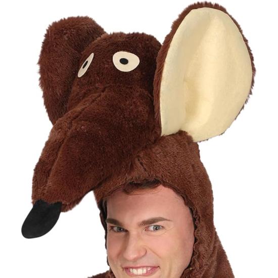 Fantasia de Rato Adulto – Cabeça, Rabo e Macacão de Pelúcia