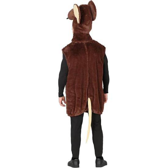 Fantasia de Rato Adulto – Cabeça, Rabo e Macacão de Pelúcia