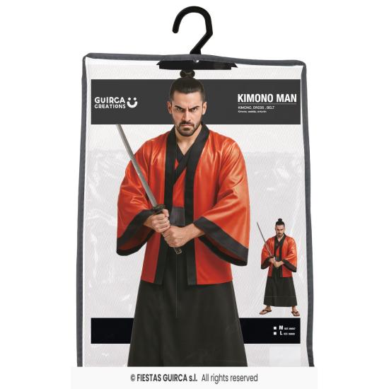 Traje masculino de samurai japonês – quimono, vestido e cinto.
