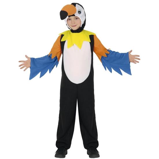 Fantasia infantil de tucano – Macacão com capuz para festas de carnaval e escolares.