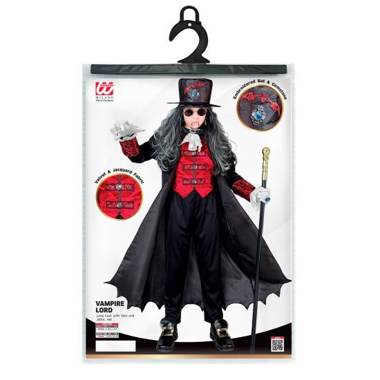 Fantasia Infantil Senhor dos Vampiros – Casaco Longo com Colete e Cartola