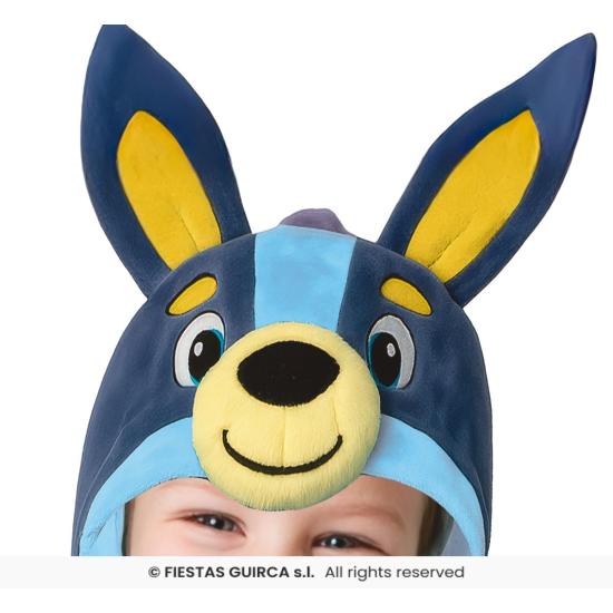 Fantasia de cachorro azul para crianças de 3 a 4 anos com capuz.