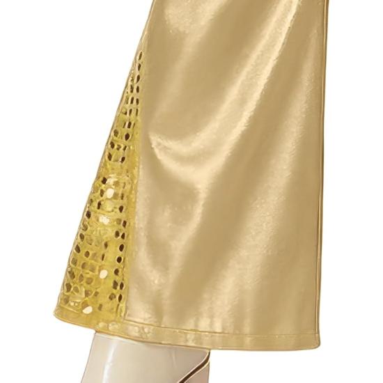 Fantasia feminina dourada estilo discoteca dos anos 70