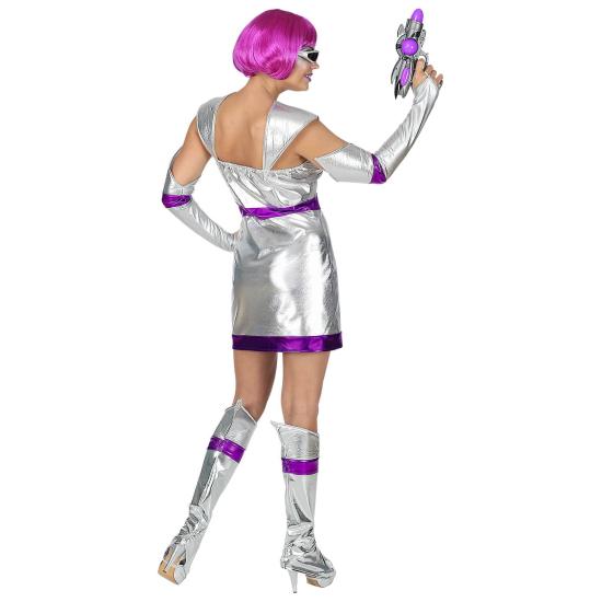 Fato de espaço prateado para adulto