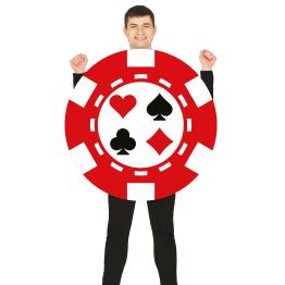 Fantasia de ficha de pôquer, tamanho único para adultos.