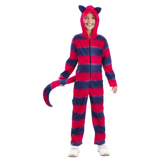 Fantasia de Gato Cheshire Infantil Unissex – Macacão com Capuz Fantasia de Gato Cheshire Infantil Unissex – Macacão com Capuz