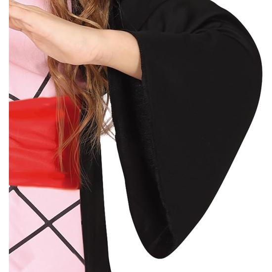 Fantasia rosa de lutadora de mangá para meninas – Guerreira de anime com vestido quimono.