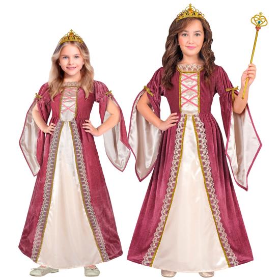Fantasia elegante de princesa medieval em tamanho infantil