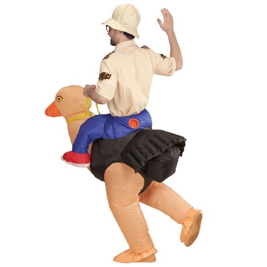 Fantasia inflável de explorador com avestruz tamanho único adulto