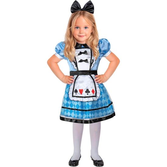 Fantasia Infantil Alice no País das Maravilhas (vestido com anágua e avental + faixa na cabeça com laço)