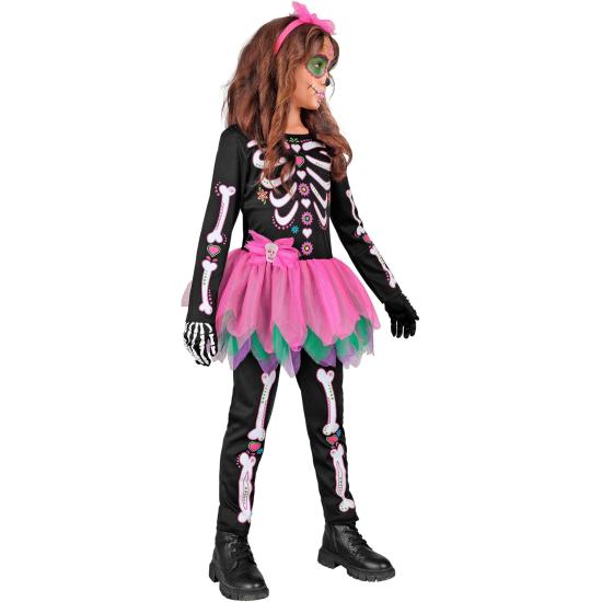 Fantasia infantil SKELTON - Dia dos Mortos (macacão com tutu + tiara de caveira)