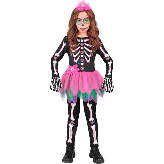 Fantasia infantil SKELTON - Dia dos Mortos (macacão com tutu + tiara de caveira)