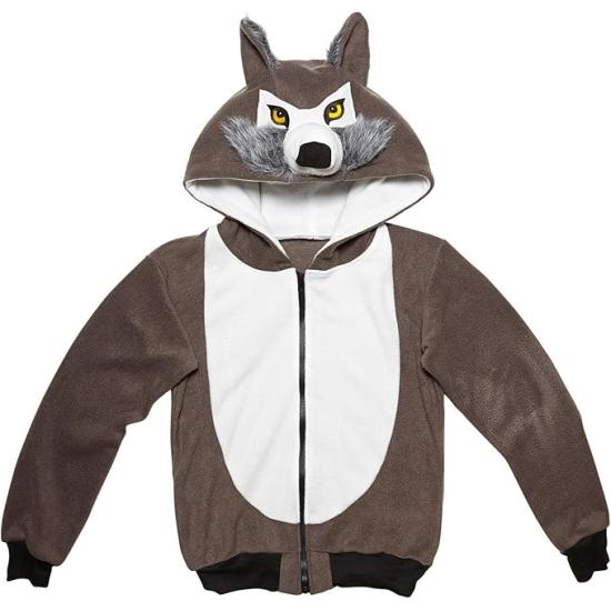 Fantasia de moletom com capuz de lobo unissex