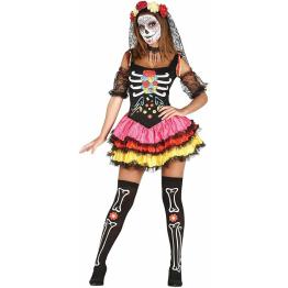 Catrina Mulher Traje Sexy Colorido Lady Death Mexicano