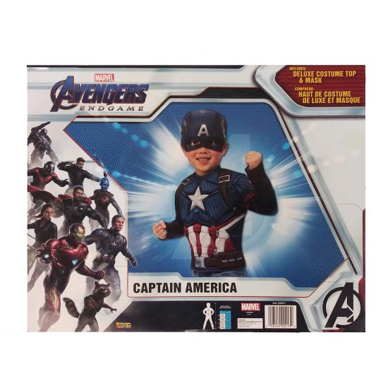 Fantasia infantil Capitão América Endgame Baú e máscara de rubis