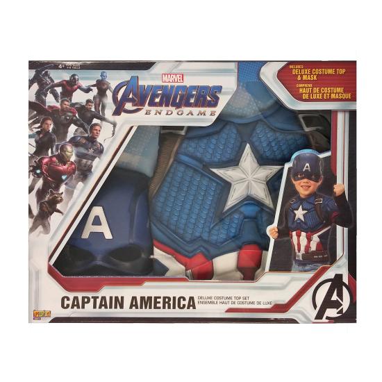 Fantasia infantil Capitão América Endgame Baú e máscara de rubis