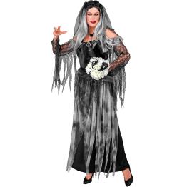 Fantasia de Noiva Morta para Mulheres – Vestido Longo com Véu