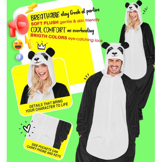 Fantasia de panda unissex para adultos