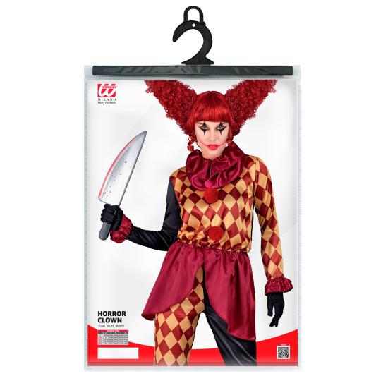 Fantasia de palhaço de terror feminina – Jaqueta, gola e calças