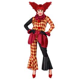 Fantasia de palhaço de terror feminina – Jaqueta, gola e calças