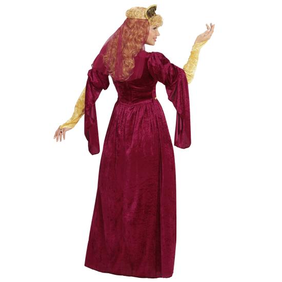 Traje feminino de luxo vermelho rainha medieval