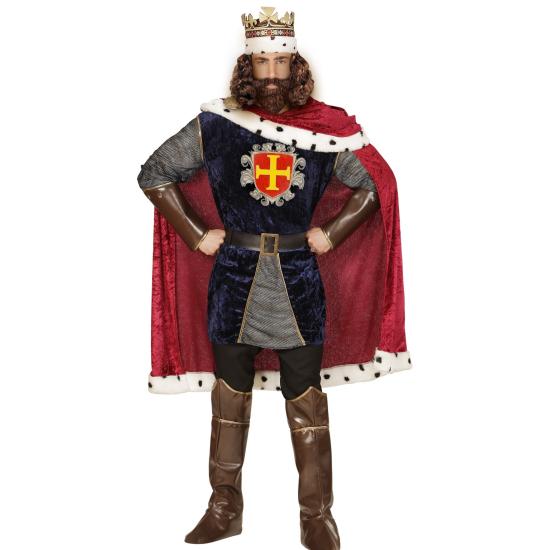Traje de rei vermelho medieval de luxo adulto
