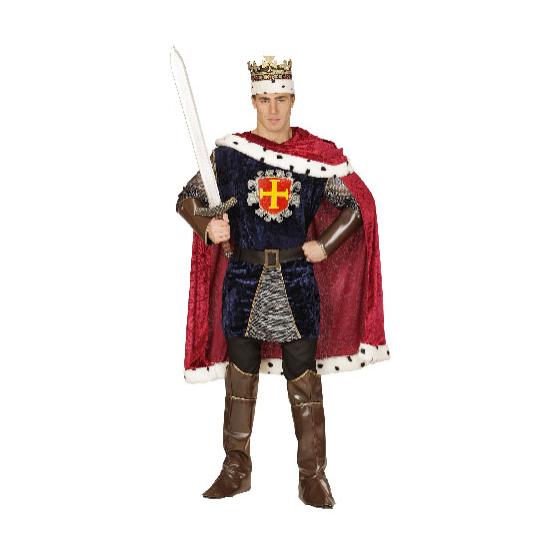 Traje de rei vermelho medieval de luxo adulto