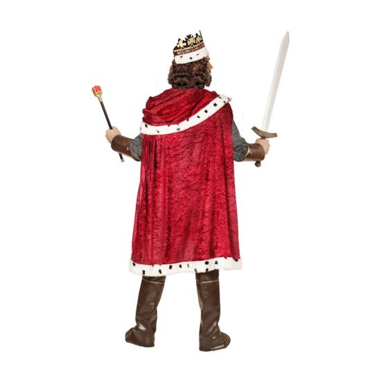 Traje de rei vermelho medieval de luxo adulto