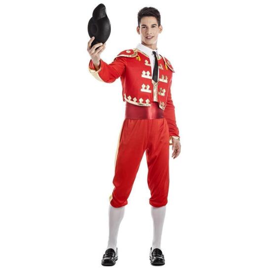 Fato de toureiro vermelho com luzes para adulto