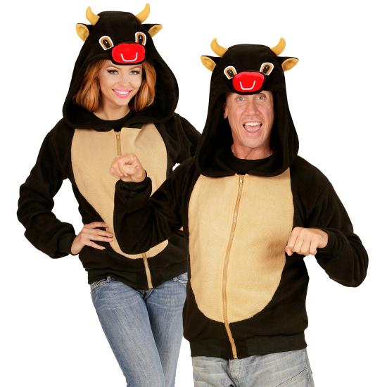 Fantasia de touro, moletom com capuz, preta,
