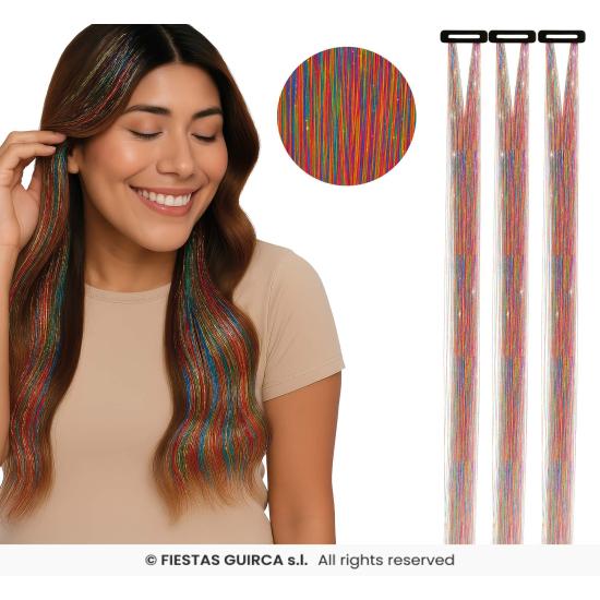 Extensões de cabelo com glitter - Festas Guirca