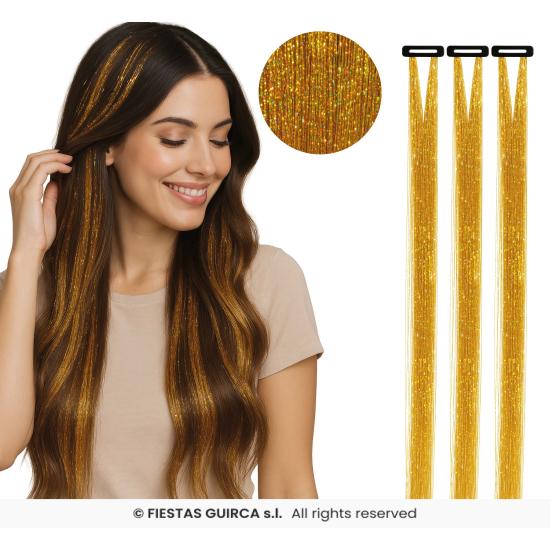 Extensões de cabelo com glitter - Festas Guirca