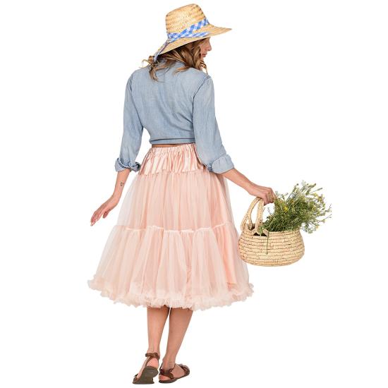 Saia anágua de tule 65 cms cor rosa antigo