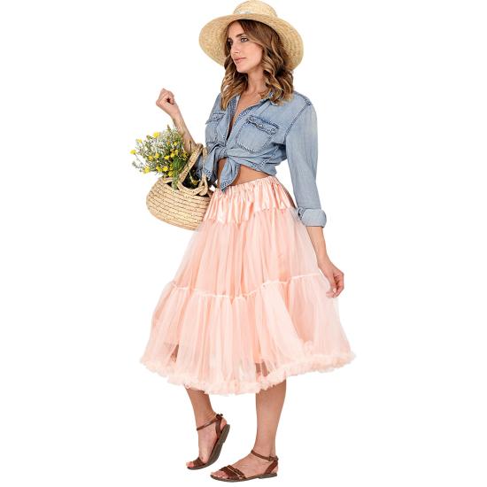 Saia anágua de tule 65 cms cor rosa antigo