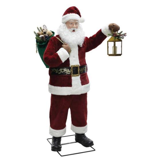 Figura de luxo animada do Papai Noel de 1,8 m com luz e movimento.