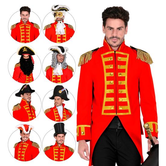 Fraque de desfile de luxo vermelho adulto Fraque de desfile de luxo vermelho adulto