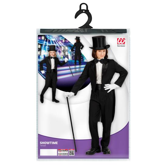 Fraque infantil preto com gola de cetim – Fantasia de mágica e espetáculo para crianças