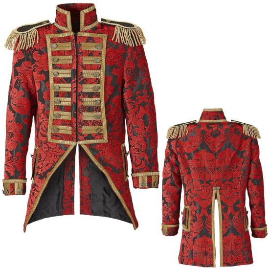 Fraque luxuoso em jacquard vermelho para adulto Fraque luxuoso em jacquard vermelho para adulto