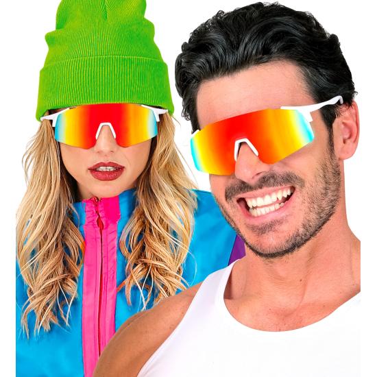 Óculos com lentes espelhadas arco-íris