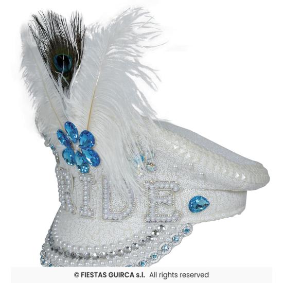 Boné de Noiva com Penas e Strass (Tamanho Único) - Acessório de Fantasia para Festas