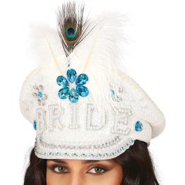 Boné de Noiva com Penas e Strass (Tamanho Único) - Acessório de Fantasia para Festas