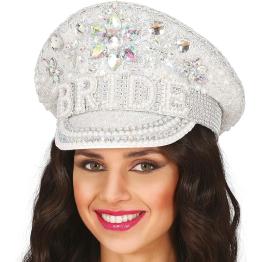 Boné de noiva prateado com strass (tamanho único)
