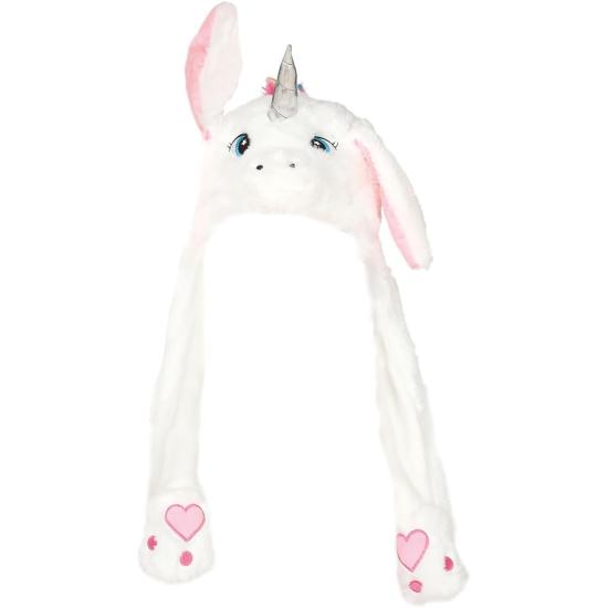 Chapéu de Unicórnio Branco com Orelhas Móveis