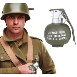 Granada com Luz e Som 10 cm – Acessório Militar Realista para Fantasias de Soldados e Temas de Guerra