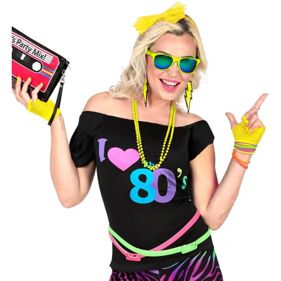 Luvas sem dedos amarelas fluorescentes vermelhas