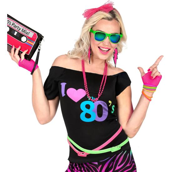 Luvas sem dedos vermelhas fluorescentes rosa