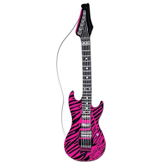 Guitarra inflável zebra rosa 107 cm.