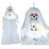 Boneca de noiva esqueleto de Halloween com luz e som 90 cm