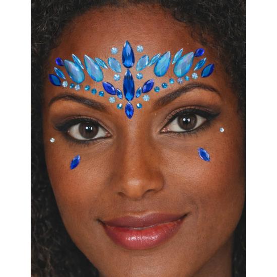 Joias faciais adesivas azuis | Fantasia