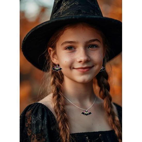 Conjunto de Colar e Brincos de Morcego para Halloween